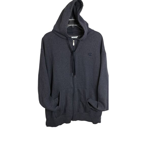 M763) Champion Eco Authentic Gray Full Zip Hoodie - Picture 2 of 9